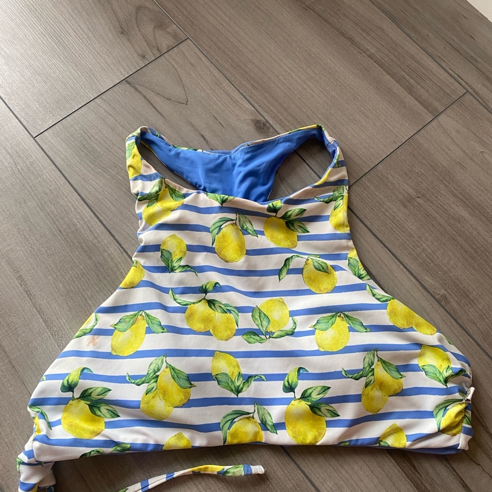 Lemon Print Reversible Bikini Top